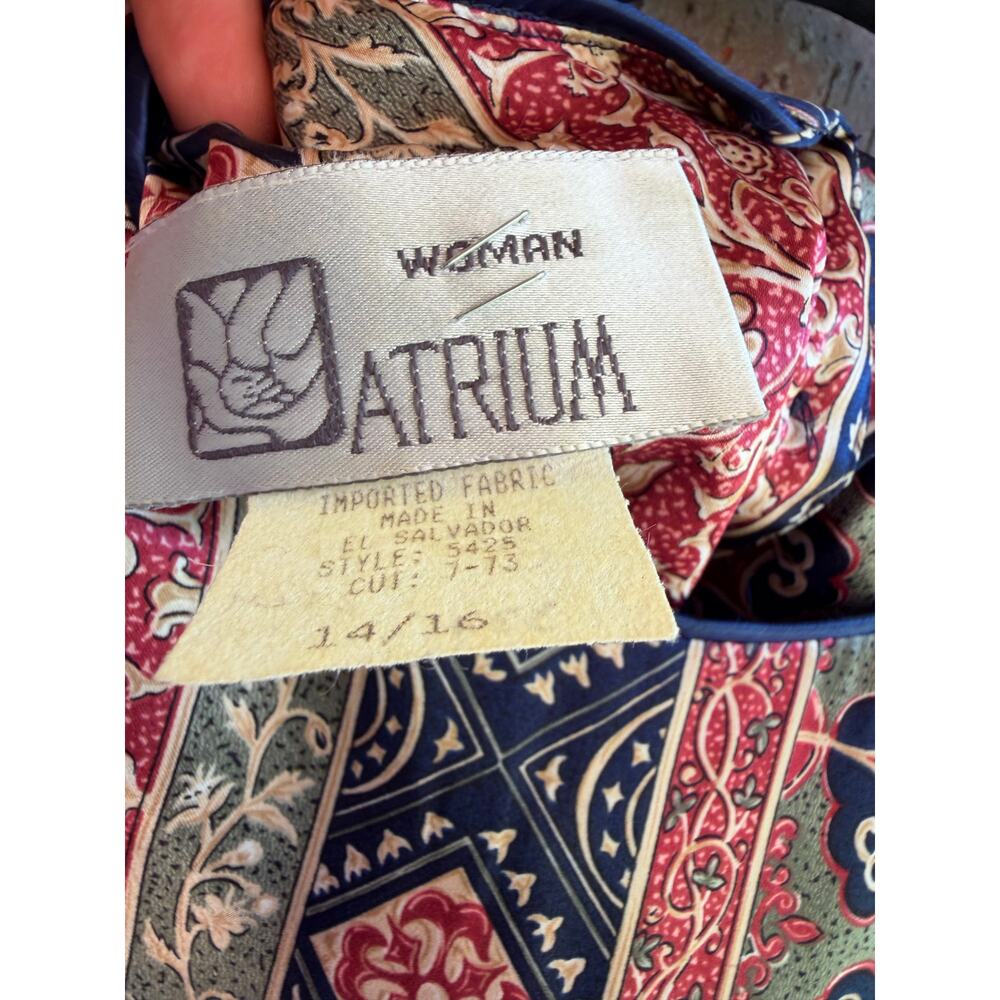 Vintage Atrium Women's Multicolor Geometric Long Sleeve Blouse Tops Size 14/16 - Picture 3 of 4